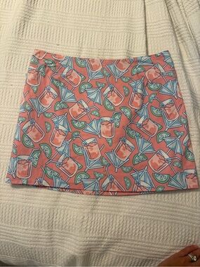 Vineyard Vines Coral Cocktail Print Mini Skirt